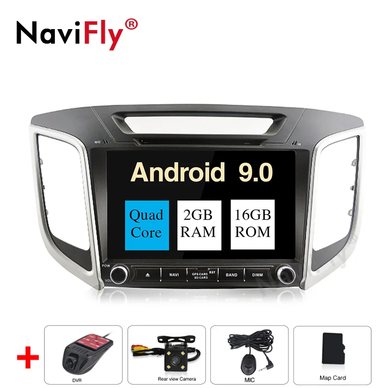 NaviFly Android 9,0 автомобильный мультимедийный плеер " сенсорный экран Авторадио Стерео для HYUNDAI ix25 Поддержка gps навигации - Цвет: 16G camera DVR
