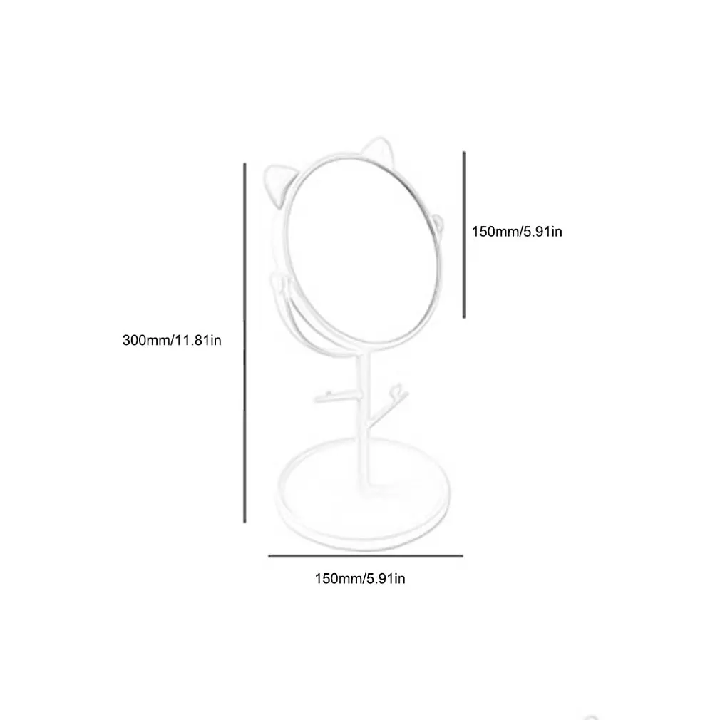Регулируемое настольное многофункциональное туалетное зеркало, зеркало для макияжа, кошачьи ушки, шкатулка для украшений, косметическое зеркало