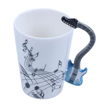 

300ML Guitar Cup Music Note Ceramic Acoustic Coffee Milk Tea Mug Gift, Electric Guitar