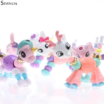 

Cute animal transformation DIY Bracelet suitable for boys and girls children Unicorn Elastic Bracelets creative jewelry gift