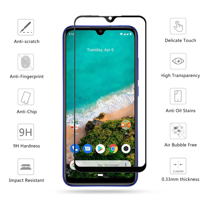 Защитное стекло закаленное для Xiaomi Mi A3 2 в 1|Защитные стёкла и плёнки| |