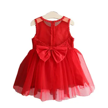

Newborn Kids 2-6T Baby girls sleeveless Lace stitching Tulle Patchwork solid Tutu Princess Party belt Dress Sundress for girls
