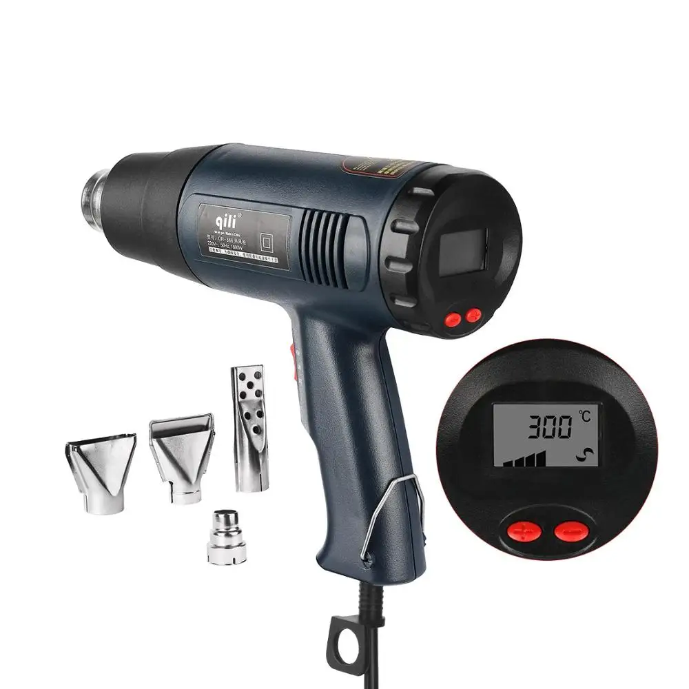 with 4pcs nozzles Горячая воздушная пушка, Портативная паяльная станция BGA, Нагнетатель горячего воздуха 220 В 1800 Вт, ручная Тепловая пушка со сварочным паяльником, инструменты для ремонта - Цвет: with 4pcs nozzles