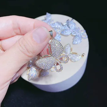 

2pcs/lot Women's High Quality Golden plated The New Butterfly CZ pendant does not include a necklace