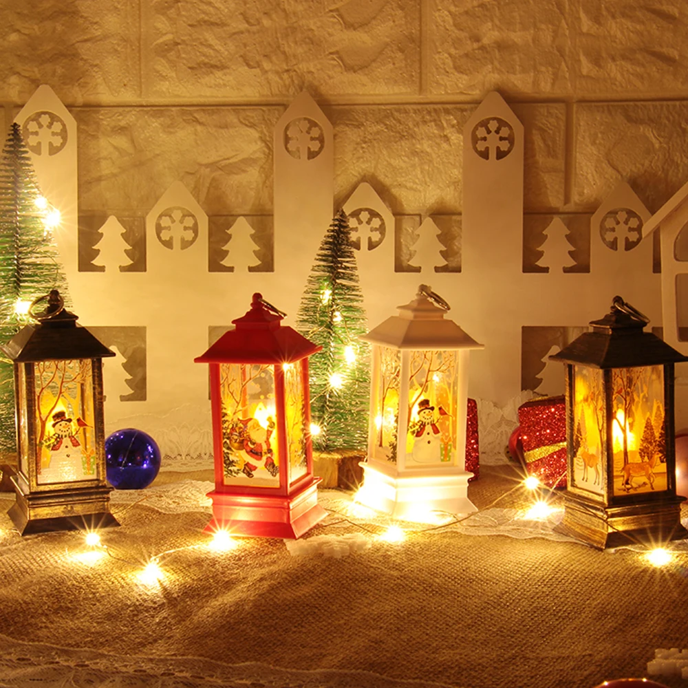 Светильник со снеговиком и Санта-Клаусом, рождественские украшения для дома, подвесной фонарь, светодиодный светильник-свеча для чая, рождественский подарок, Новогоднее украшение