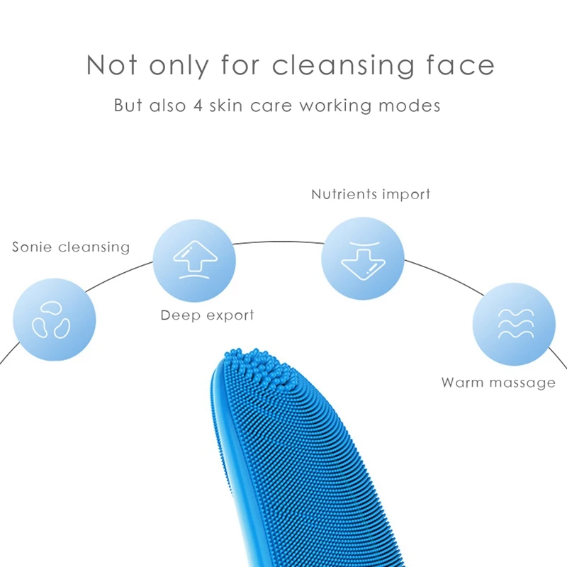 Purple Mini Warm Electric Facial Cleansing Brush Silicone Sonic Vibration Cleanser Deep Pore Cleaning Skin Massage Face Brush Cl