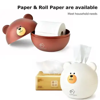 

Tissue Box Cute Nordic Bear Roll Paper Storage Box Round Shaped Tissue Box Container Dispenser Towel Napkin Tissue Holder