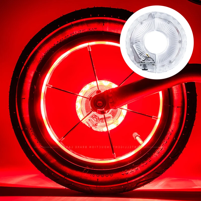 Smart LED Bicycle Wheel Light Bike Front Tail Hub Spoke One Lamp with 7 Color 18 Modes Rechargeable Kids Balance Bike Light
