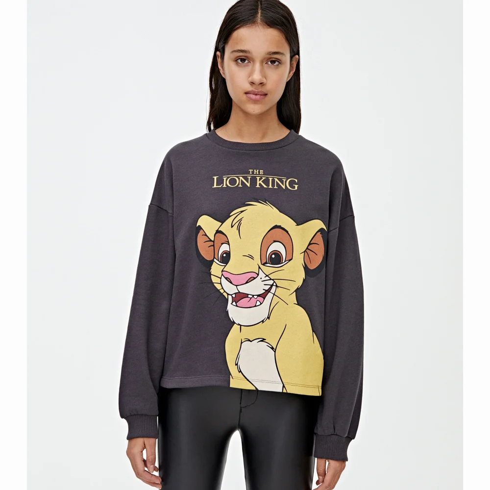 Женская толстовка с надписью «Король Лев», новинка, зимний теплый пуловер с длинным рукавом и рисунком льва, Женская толстовка с капюшоном