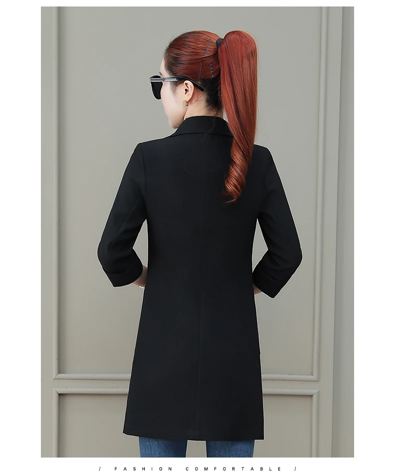 Mode vrouwen elegante kleine pak vrouwelijke herfst dunne jas zomer nieuwe zeven punt mouw lange lente pak jas herfst