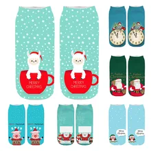 Велосипедный носок для бега, шоссейные, уличные, спортивные, 3 пары, рождественские носки, Осень-зима, с рисунком Санта Клауса, оленя, теплые носки,#401015