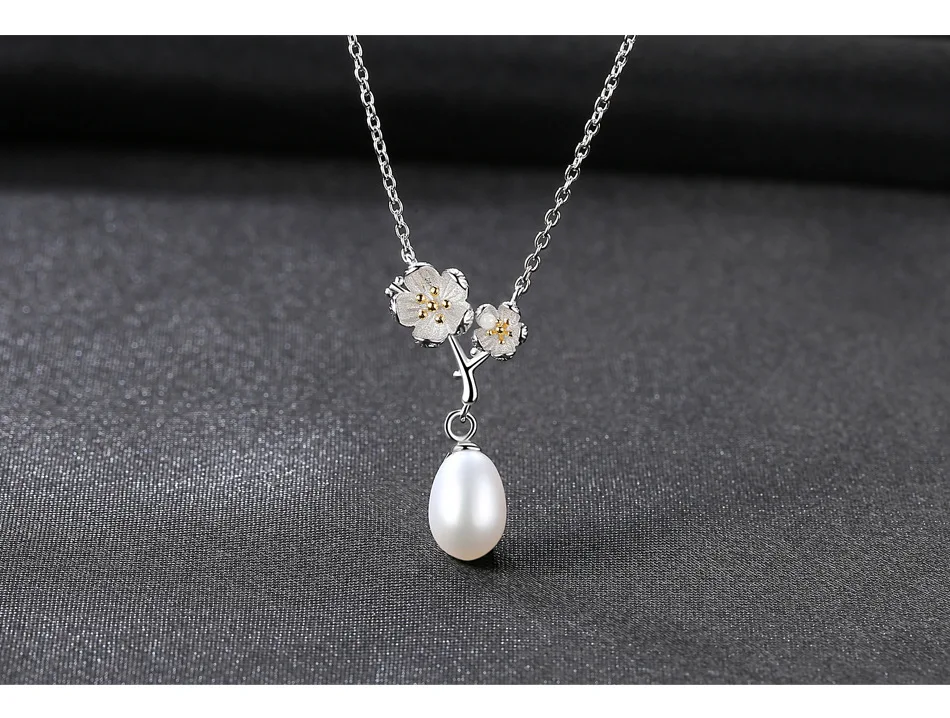 

S925 sterling silver fashion pearl pendant plum female item CS04