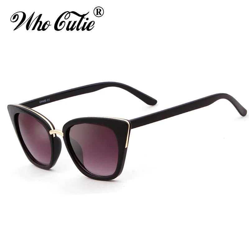 

WHO CUTIE 2019 Women Cat Eye Sunglasses Vintage Retro Fashion Brand Designer Clear Lens Cateye Sun Glasses Shades UV400 OM459