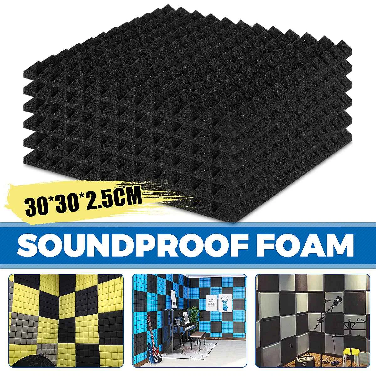 48 Pack purple BLACK 1 x 12 x 12 Acoustic Wedge Studio Foam Sound Absorption Wall Panels 