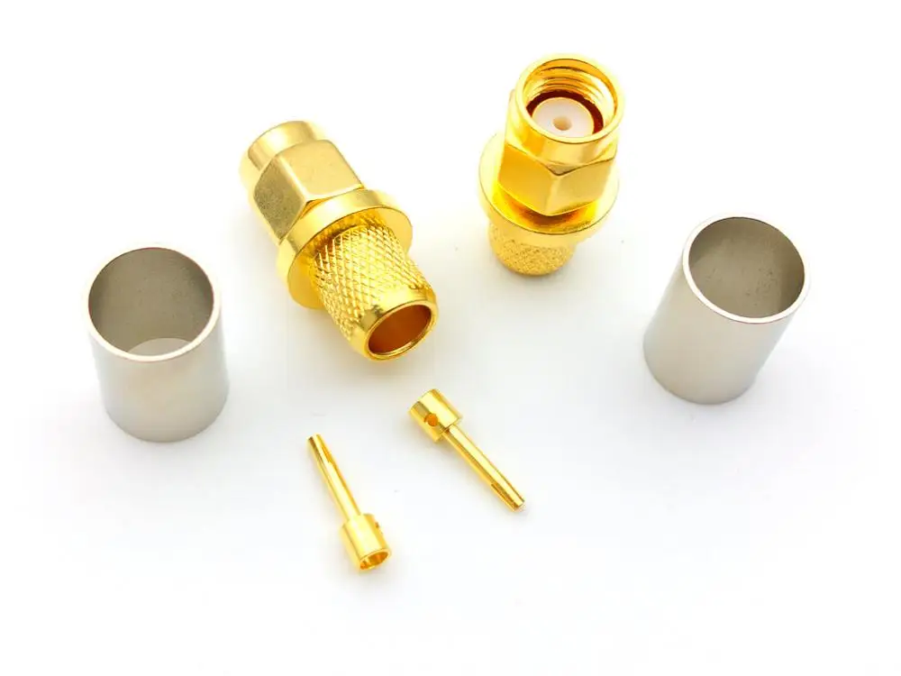 100 шт. RP SMA штекер RF Coax Jack Crimp для RG5 RG6 5D FB H155 LMR300 кабельный прямой
