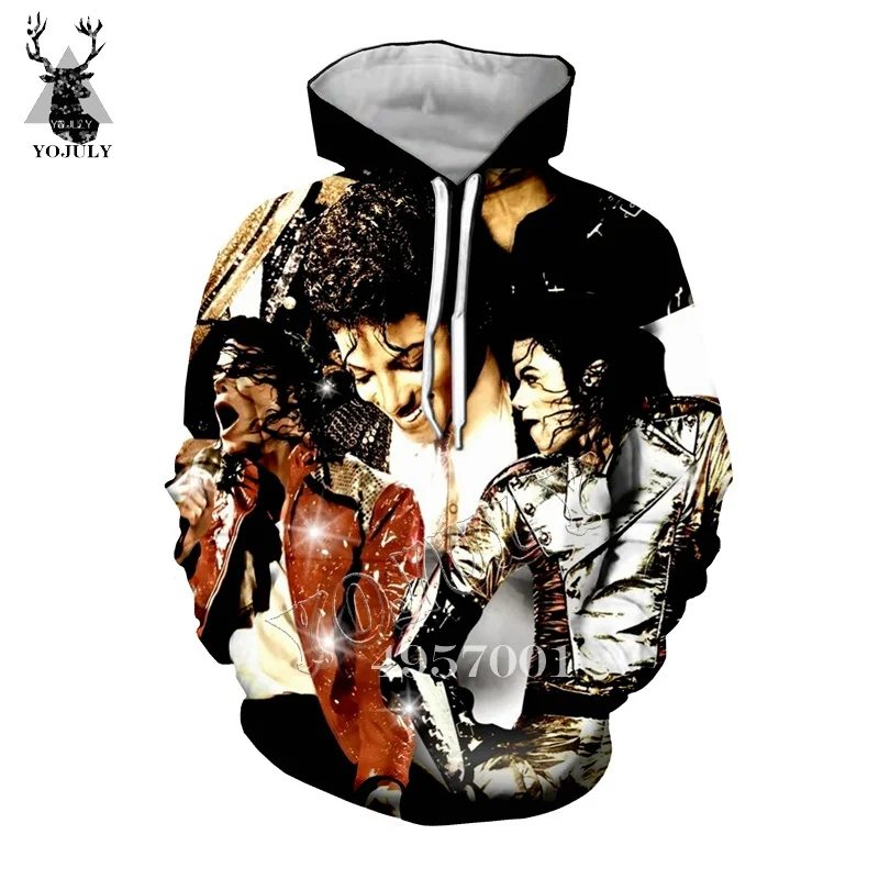 15 YOJULY для мужчин хип-хоп пуловер толстовка унисекс модная повседневная MJ уличная с капюшоном топы Майкл Джексон 3D печать Толстовка Y228 - Цвет: 15