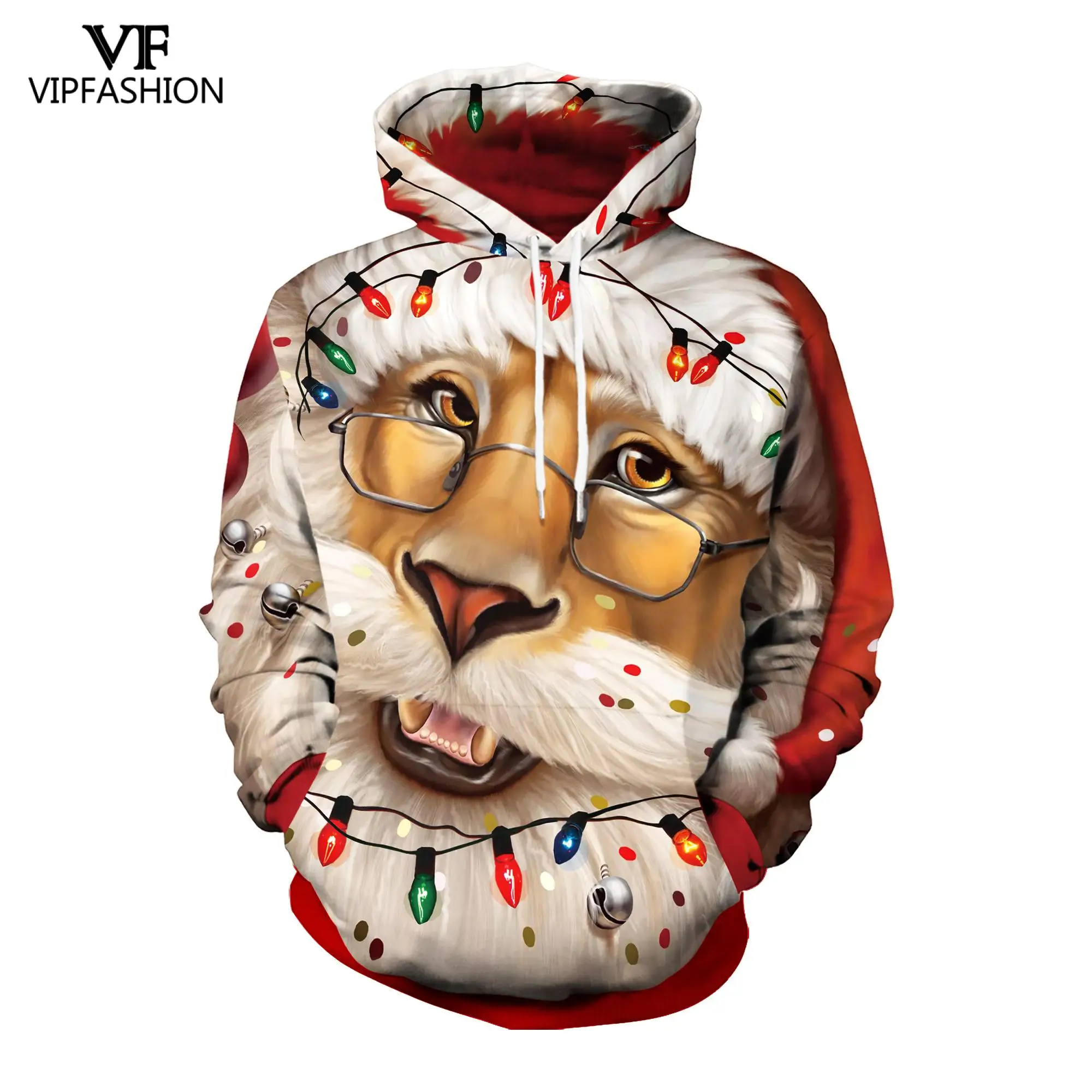 

VIP FASHION Hooded Sweats Long Sleeve 3D Print Sweatshirts Christmas Animal Puppy Print Pattern Women's Hoodies