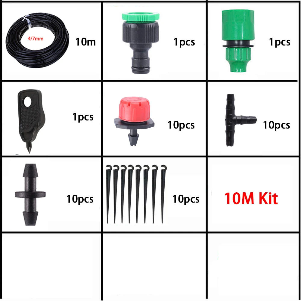 DIY Сад Микро капельного орошения полива системы полива сада полива комплект полива растений в горшках система полива воды фонтан - Цвет: 10M kit