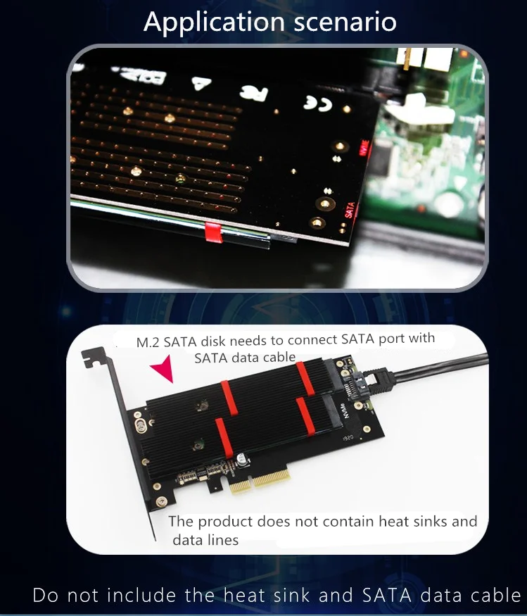 PCIE к M.2 SATA+ NVME карта расширения с двойным диском M.2 Накопитель SSD с протоколом NVME NGFF к PCI Express X4 карта адаптера M Key plus B ключ двойной интерфейс карты