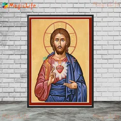Nordic Style Jesus Crucifixion Canvas Wall Art for Living Room Decor (Unframed) (B)