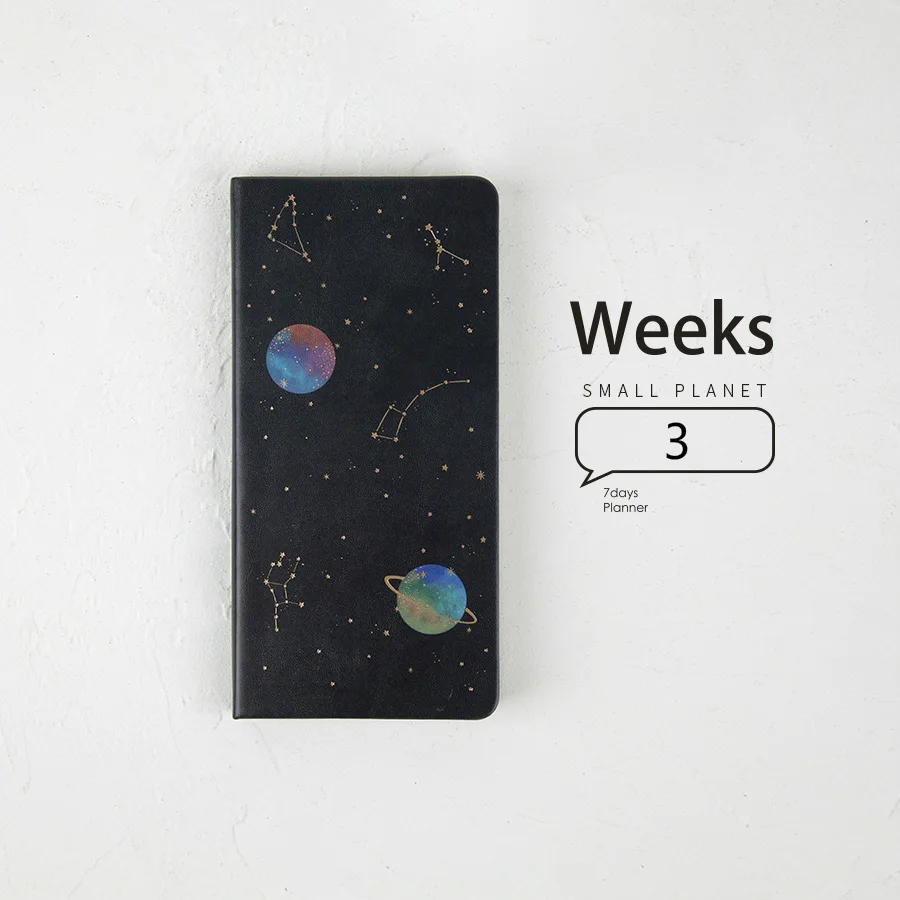 Small Planet Mr paper PU кожаный чехол Карманный Блокнот Луна планета, звезды записывающий журнал ежемесячный недельный ежедневник легко носить с собой - Цвет: Small Planet