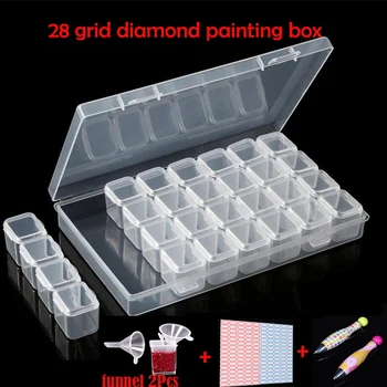 

25/28/124 Lattices Diamond Embroidery Accessories diamond painting Boxes Cross Stitch Tool Kits Cases Storage Organizer Free Pen