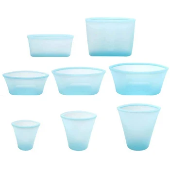 

8pcs Reusable Food Storage Silicone Bags Kitchen Organizer Fresh Food Sorting Bag for Fruit Preservation