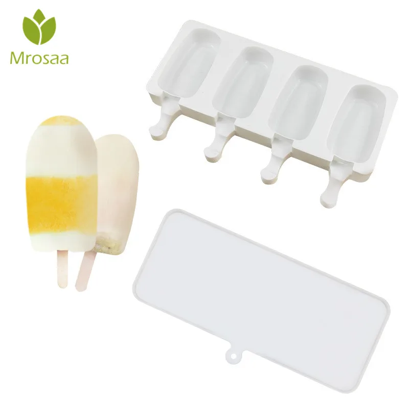 Mrosaa 4 полости Домашние DIY пищевой силиконовые формы для мороженого Формочки Для Мороженого на палочке ледоформа кубики бар формы производитель с крышкой