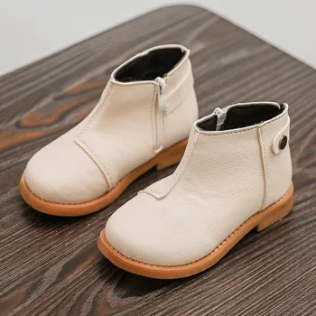 

2020 Autumn Girl Shoes Boy Shoes Kids Boots Solid Round Toe Fashion Neutral Leisure All-match Non-slip Warm Snow Boots