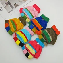 Новые детские перчатки, детские варежки, Детские аксессуары, полупальчиковые перчатки, утепленные, милые зимние теплые вязаные перчатки для маленьких мальчиков и девочек
