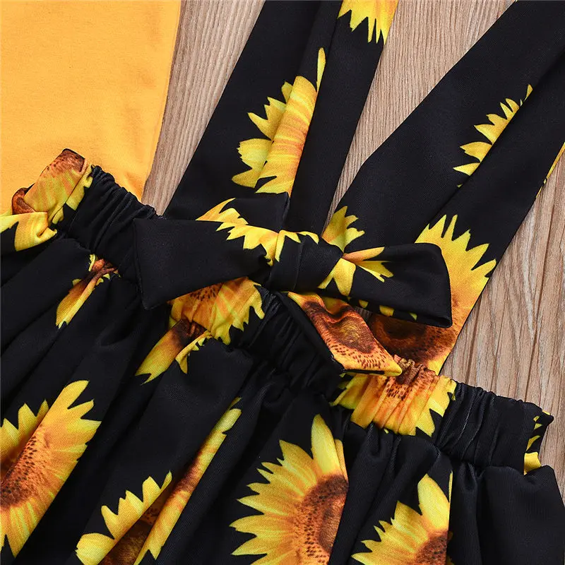 2020 summer sunflower baby girl clothes set  (17)