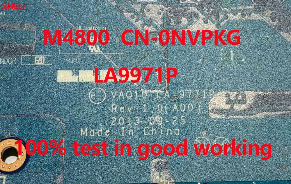SHELI для dell M4800 Материнская плата ноутбука CN-0NVPKG 0NVPKG VAQ10 LA-9771P Материнская плата ноутбука ПК DDR3 протестирована хорошо работает