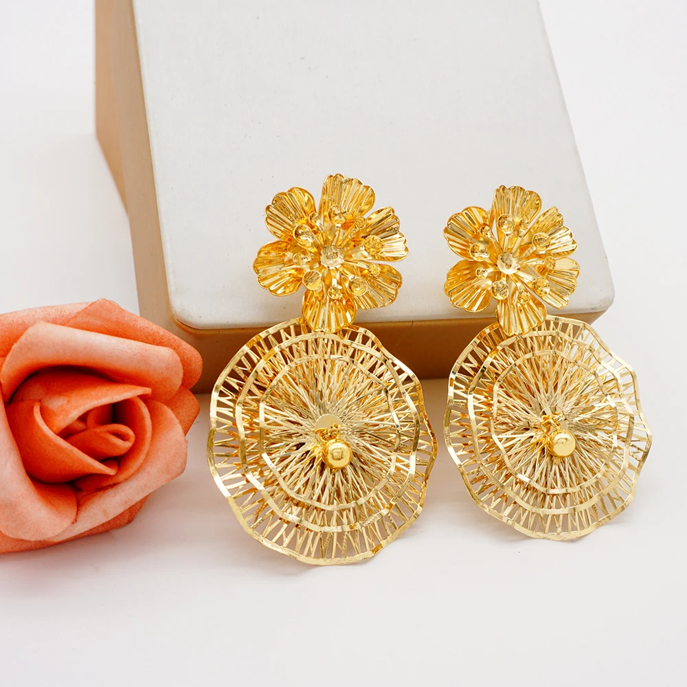 2021 Trendy Big Earrings For Women Flowers Geometry Elegant Female Dangle Drop Earrings Fashion Jewelry Accessories