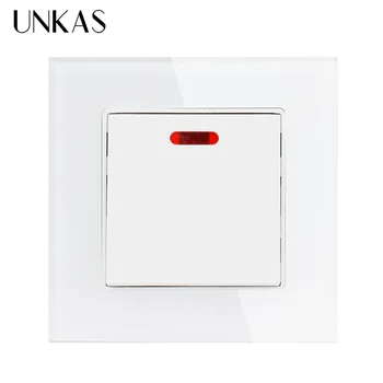 

UNKAS 20A/45A Air Condition Interruptor Switch With Neon Crystal Glass Panel Kitchen Water Heater On / Off Wall Switch