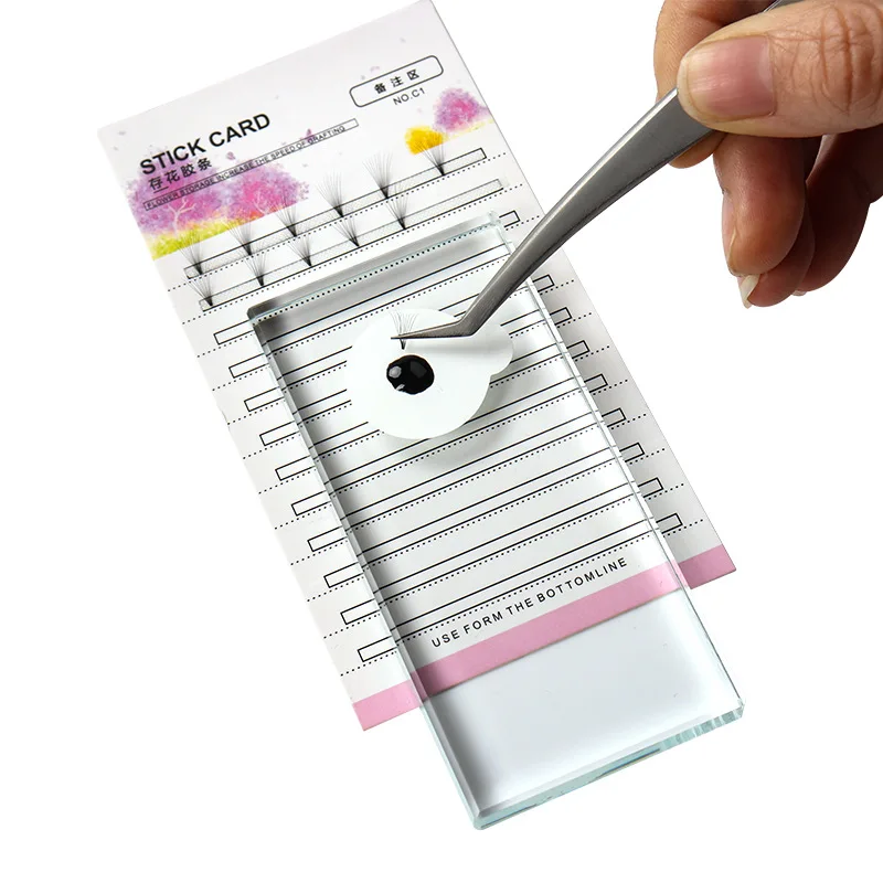 Grafting Blossom Stick Eyelash Extension Storage Card Grafted Premade Fans Volume Lash Sticky Strip Tape False Eyelashes 10Pcs