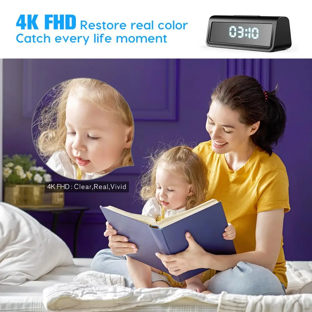 Часы HFD 4K с мини камерой Wi Fi IP/AP камера безопасности ночным видением