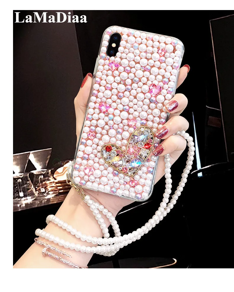 

Luxury Bling Rhinestone Pearl Phone Case For Huawei P8 P9 P10 P20 P30 PLUS LiTE Mate 10 20 Pro Lite Crystal Diamond Soft Cover