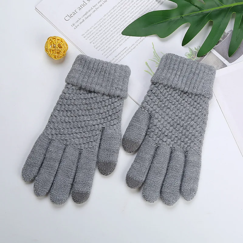 Men Women's Knitted Winter Gloves Women Autumn Winter Warm Thick Gloves Touch Screen Skiing Gloves