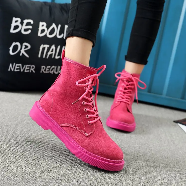 Fashion Women Martins Boots Female Wedge Boots Increasing Platform Retro Female Shoes Punk Style Suede Leather Boots