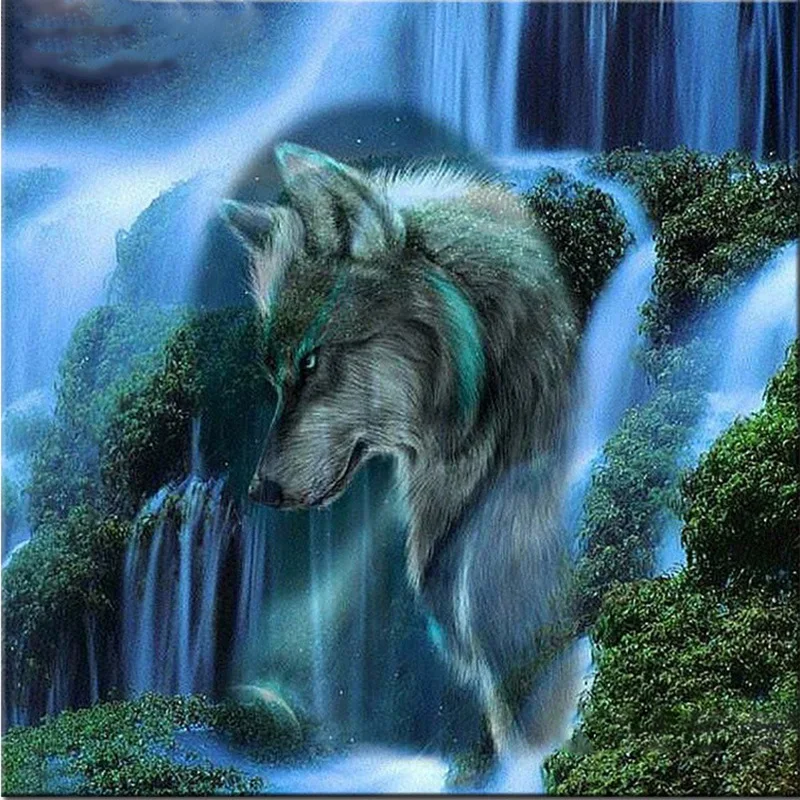 

Diy Diamond Painting Cross Stitch Kits Full Diamond Embroidery waterfall Wolf Needlework Diamond Mosaic Home Decor