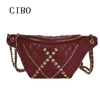 

Rivet waist bags for women women bag for belt chest women girls ladies bag 2019 high quality bag Zone hip belt woman hot sale