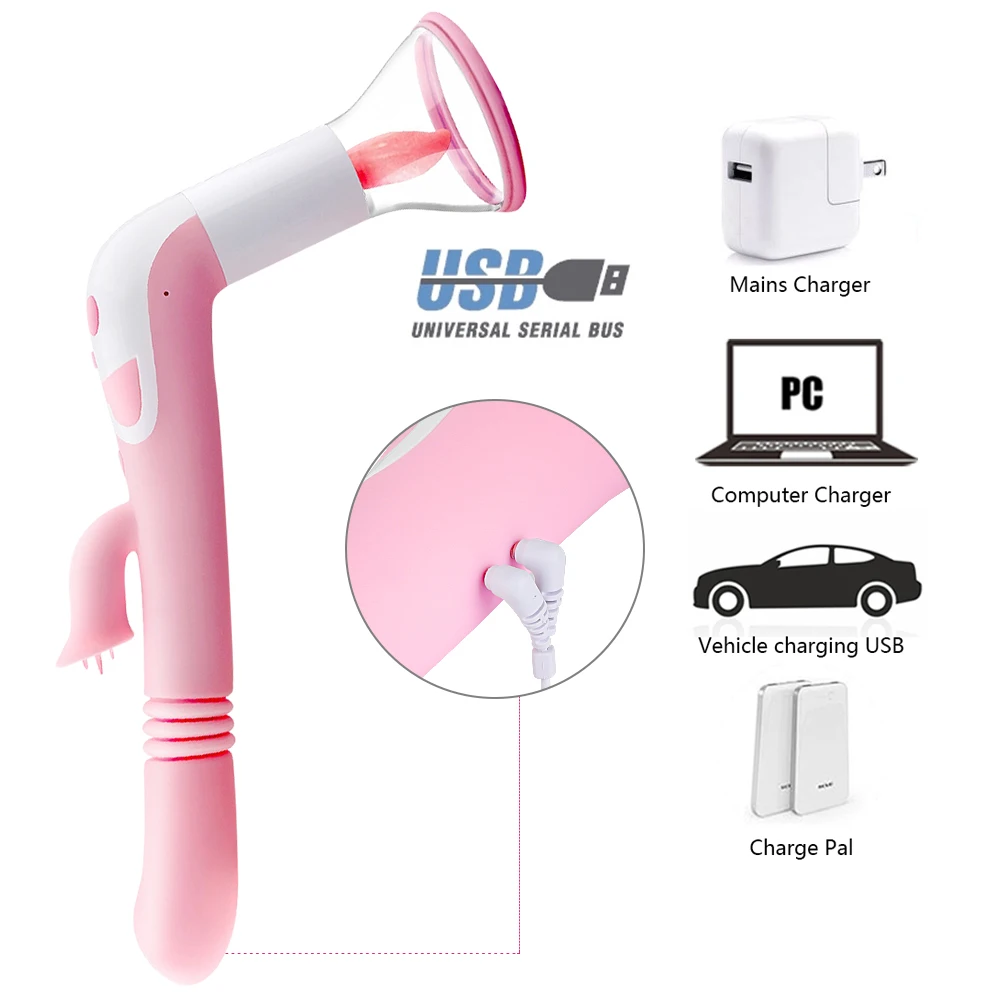 Sucking Vibrator Blowjob Tongue Licking supcionador clitoral Stimulator Telescopic Dildo Vibrator Vagina Sex Toy for Women