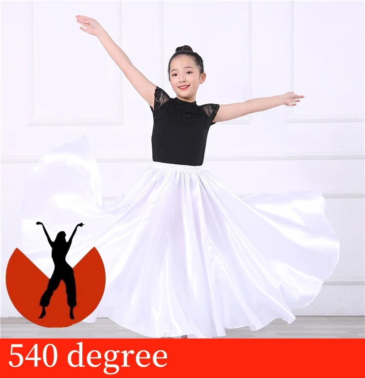 white 540 Flamengo Испания танцевальные костюмы детские фламенко платье для девочек Gypsy живота Испания Юбки Для корриды 360/540/720 градусов SL1446 - Цвет: white 540
