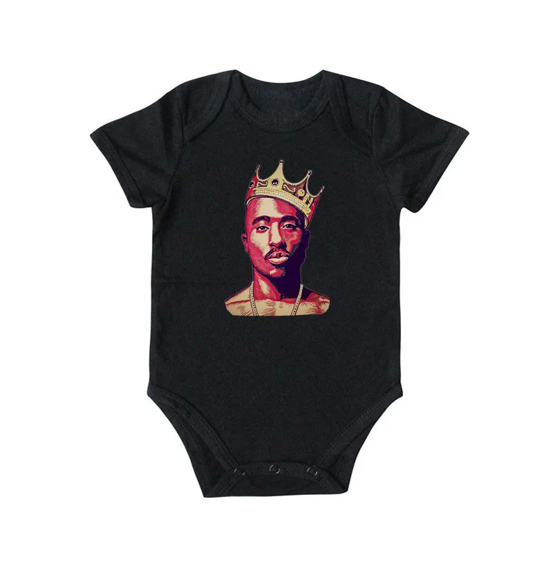 infantil bodysuits bebê tupac hip hop swag impressão manga curta macacão moda roupas meninos meninas roupas