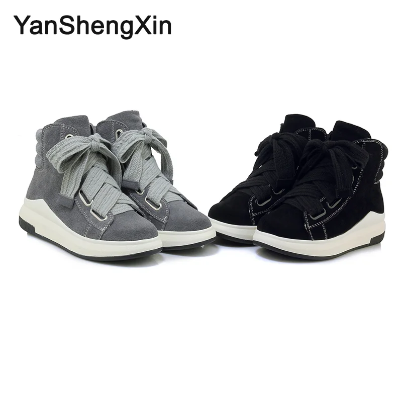 YANSHENGXIN/обувь; женские ботинки; зимние ботинки на платформе из коровьей кожи; теплая шерстяная Смешанная женская обувь; зимние ботинки; модные ботинки на шнуровке