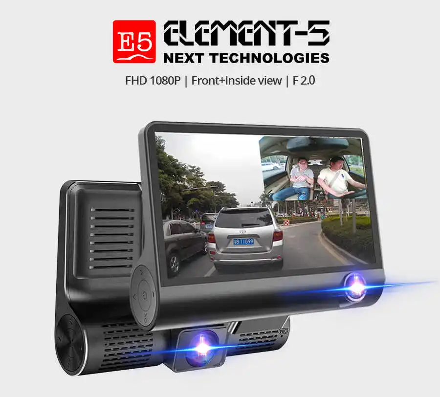 1080P Car DVR 3-way Cameras Lens 4.0 Inch Dash Camera three recordings With Rearview Camera Video R