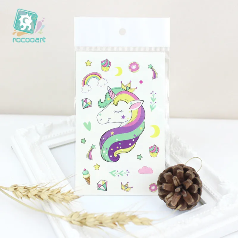 Татуировка Rocooart с единорогом для детей милая ненастоящая детская татуировка