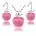 Красные украшения в форме яблок ожерелье из стерлингового серебра 925 пробы кулон и Комплект сережек для женщин и подростков подарки для девочек - Окраска металла: pink