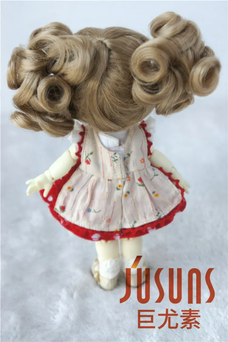 JD275 1/8 doll wigs 5-6inch Lovely two curly pony BJD wig Lati yellow doll accessories