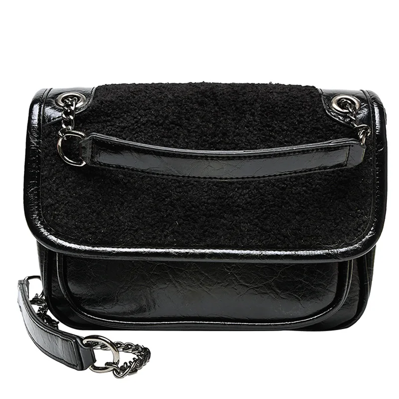 

Black Style Bag Women's Shoulder Bag Pu Stitching Faux Suede Crossbody Wallet Wild Tassel Messenger Bags High Quality Women Bags